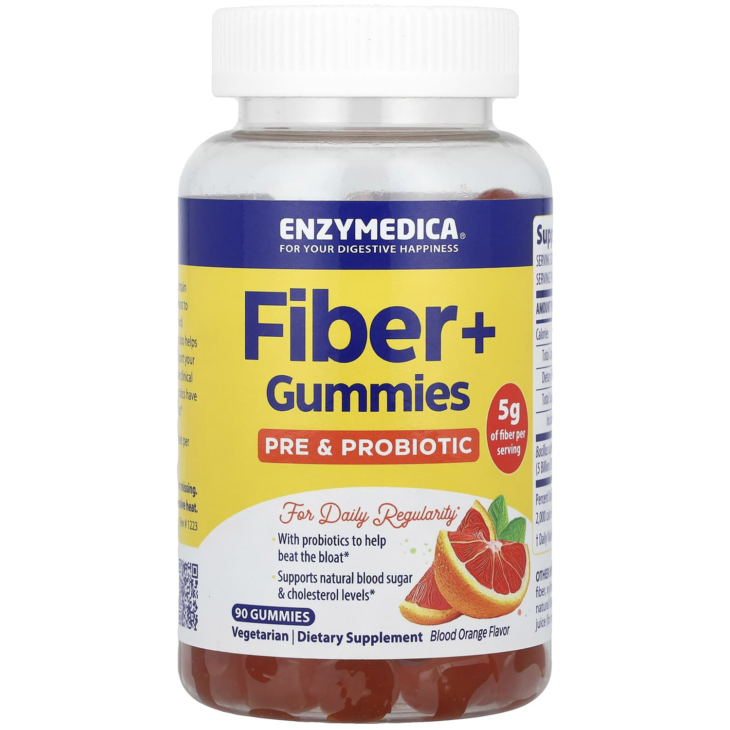 Клетчатка + с пребиотиками и пробиотиками Enzymedica Fiber + вкус красного апельсина 60 жевательных конфет - фото 1