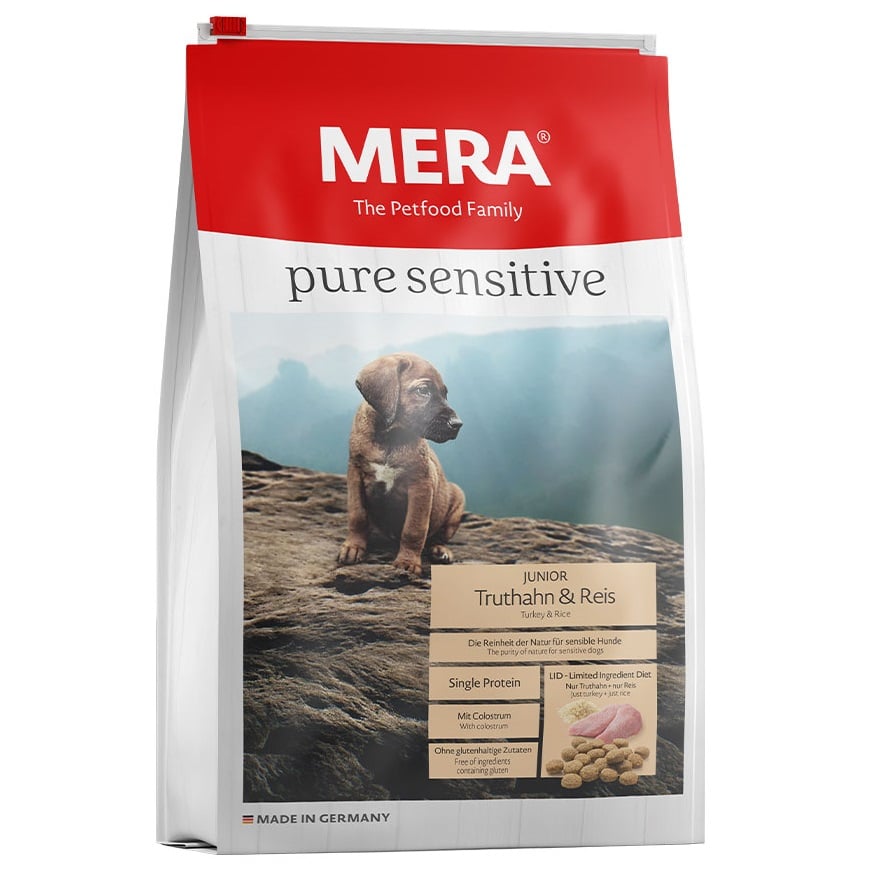 Сухий корм для юніорів з чутливим шлунком Mera Pure Sensitive Junior, з індичкою та рисом, 12,5 кг (56950) - фото 1