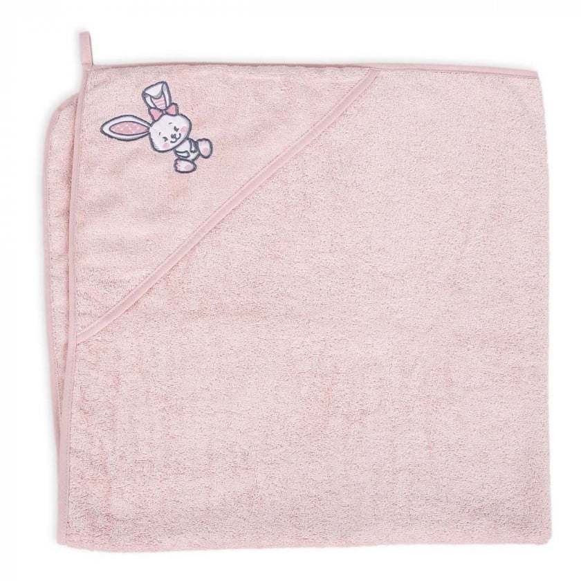 Полотенце с уголком Ceba Baby Tencel Line Bunny, 100х100 см, розовый (8971287) - фото 1