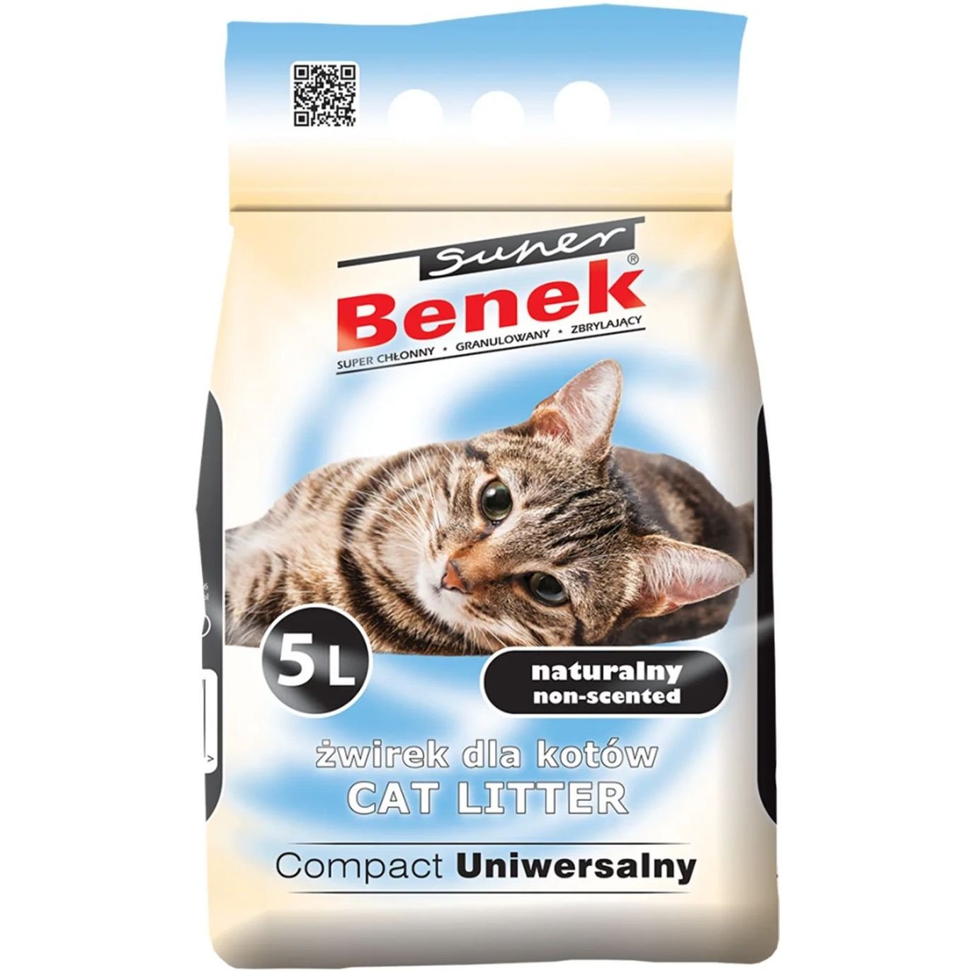Бентонітовий наповнювач для котячого туалету Super Benek Universal Compact натуральний 5 л - фото 1