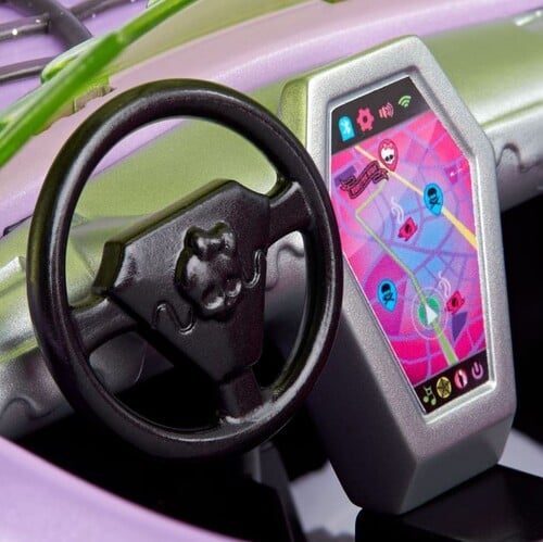 Коллекционная модель машинки монстро-мобиль Monster High с аксессуарами фиолетовая (HHK63) - фото 4