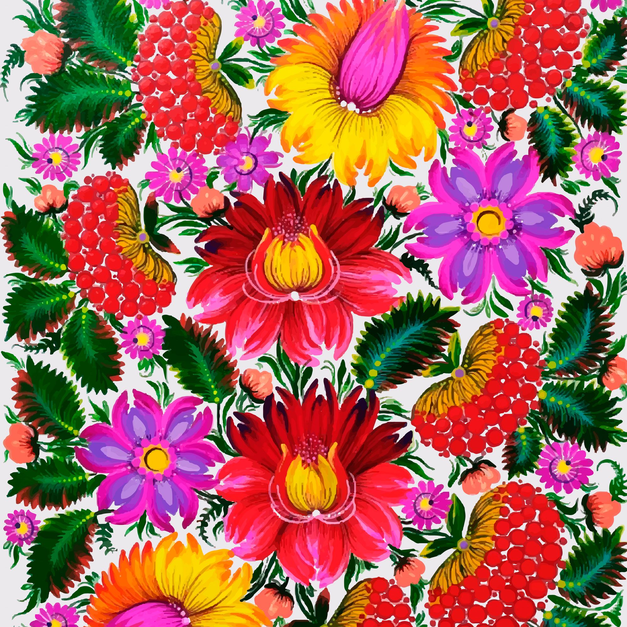 Алмазная мозаика Santi Цветочный орнамент, красный, 30х30 см (954312) - фото 1