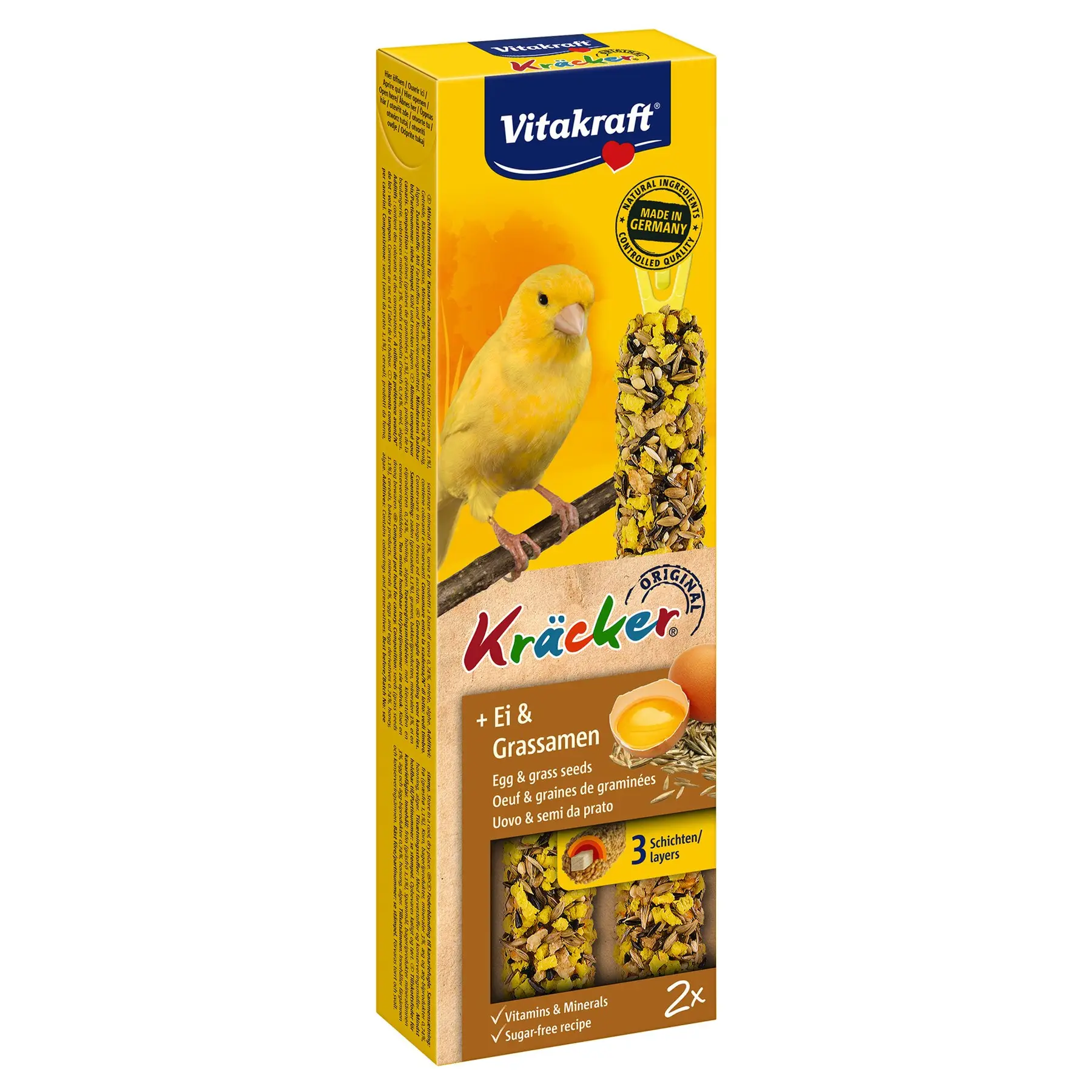 Photos - Bird Food Vitakraft Ласощі для канарок  Kracker Original + Egg & Grass Seeds, 2 шт., 
