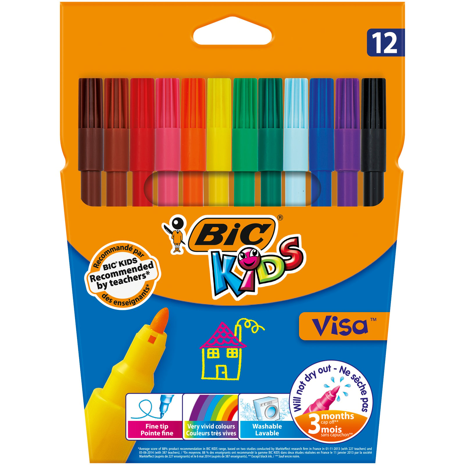 Фломастери BIC Kids Visa, 12 кольорів (888695) - фото 1