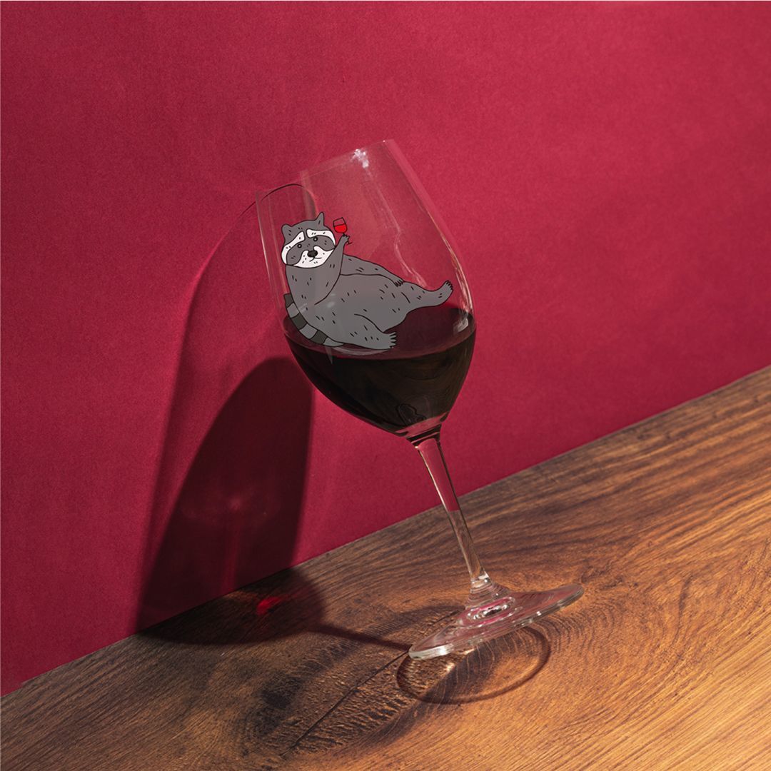 Бокал для вина Orner Енот с вином, 450 мл (orner-1887) - фото 4