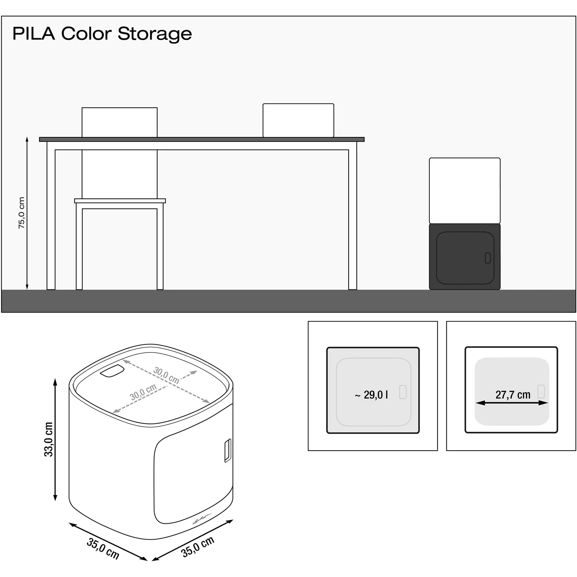 Бокс для зберігання Lechuza Pila Color блакитний (15922) - фото 5