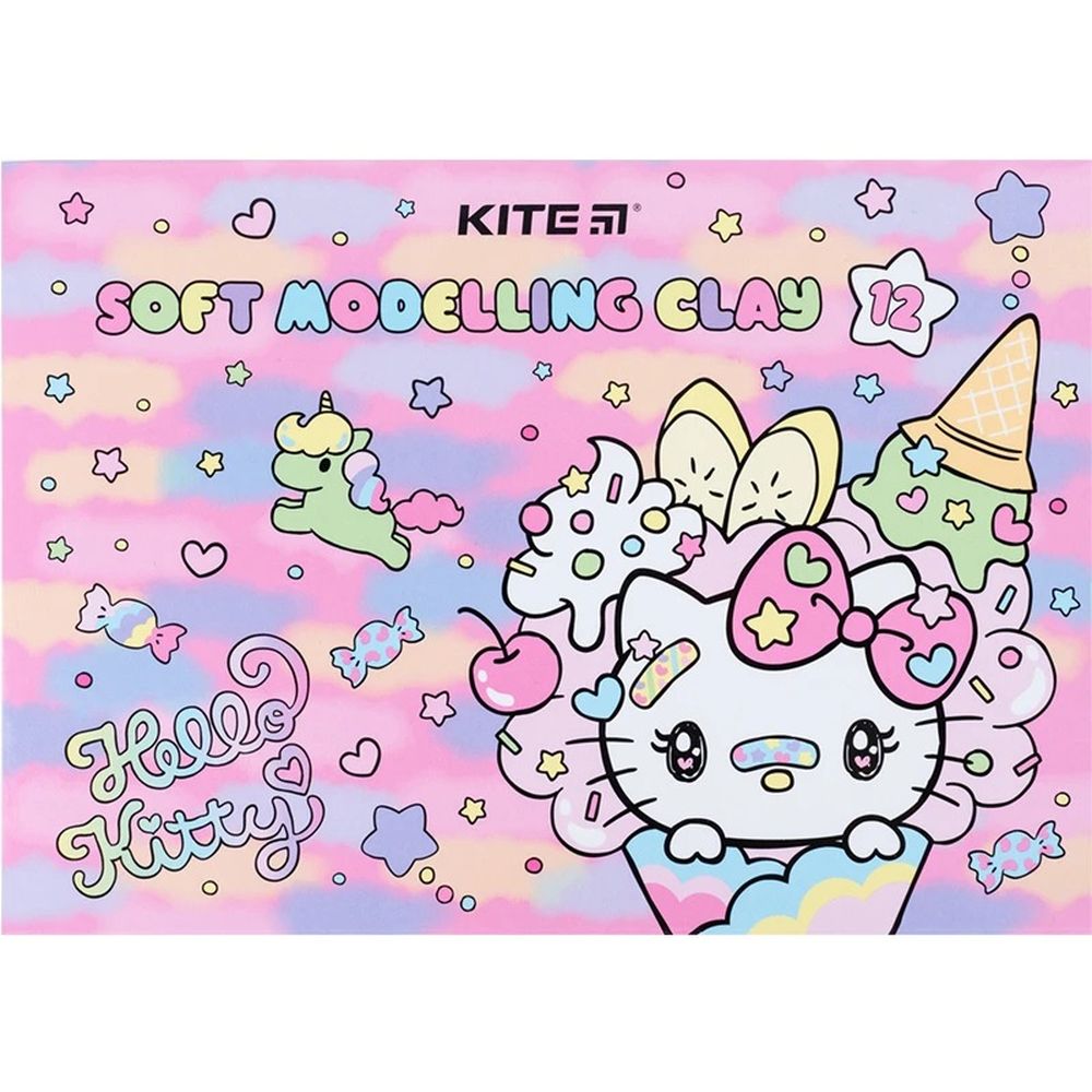 Пластилин восковый Kite Hello Kitty 12 цветов 240 г (HK23-1086) - фото 1