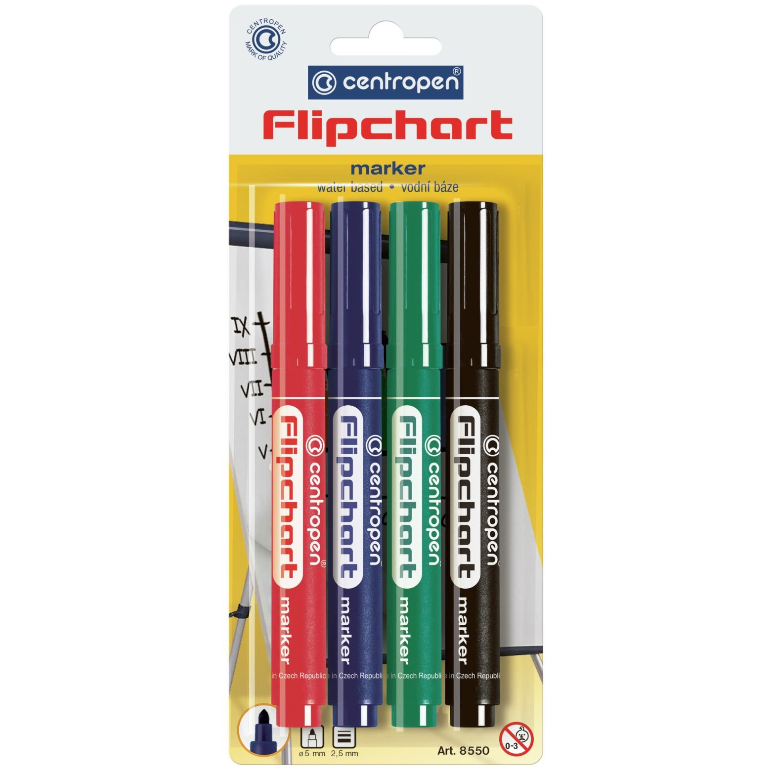 Набір маркерів Centropen Flipchart конусоподібних 2.5 мм 4 шт. (8550/4/BL) - фото 1