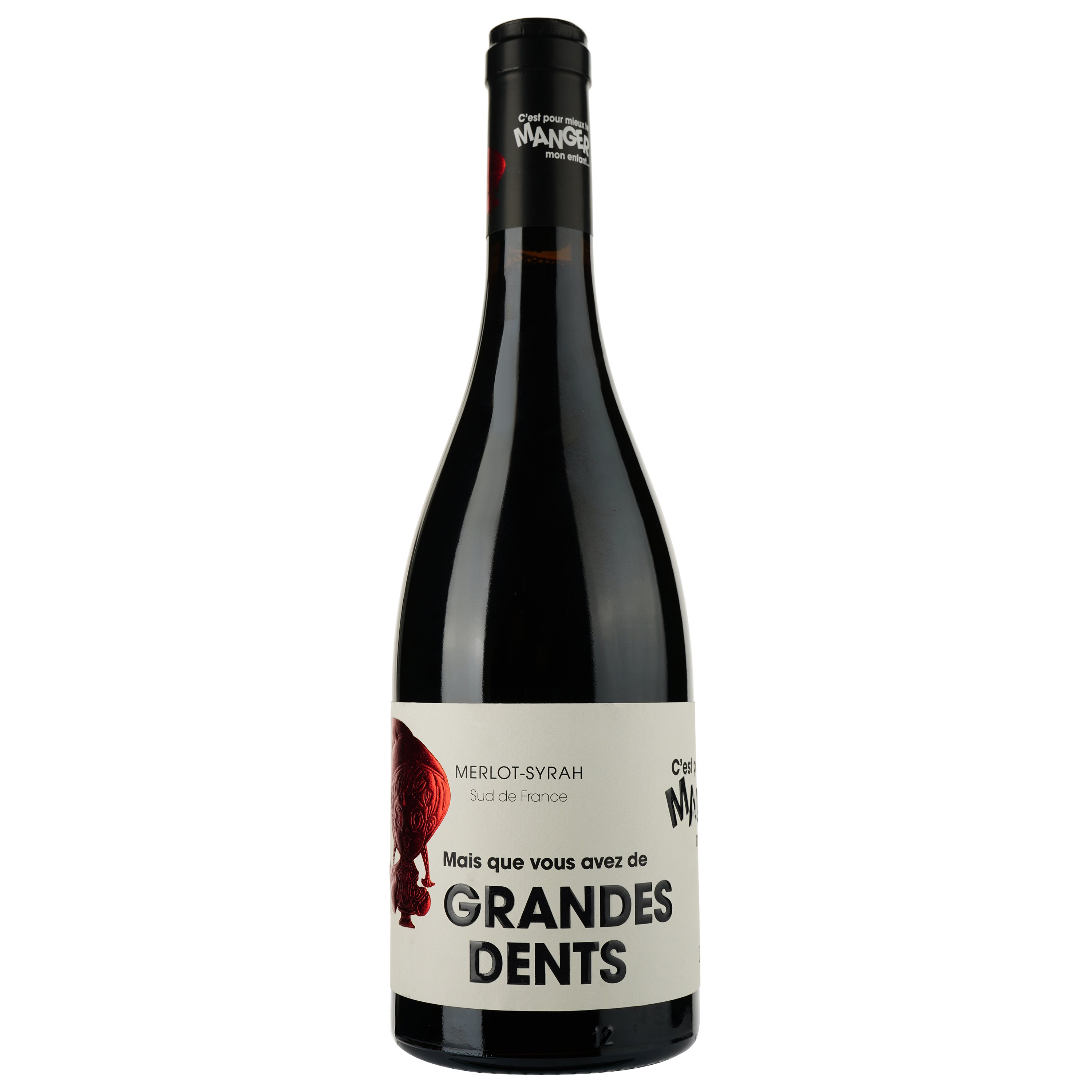 Вино Mais Que Vous Avez Grandes Dents Merlot Syrah Rouge IGP Pays D'Oc, красное, сухое, 0,75 л - фото 1