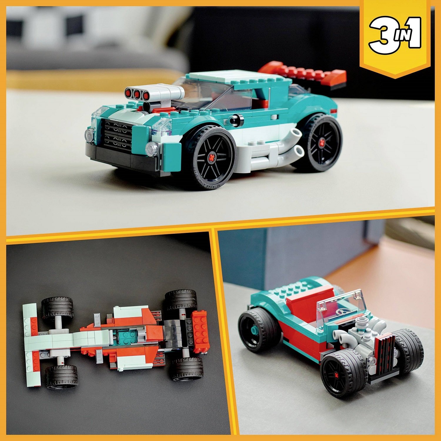 Конструктор LEGO Creator Гоночный автомобиль 3 в 1, 258 деталей (31127) - фото 6