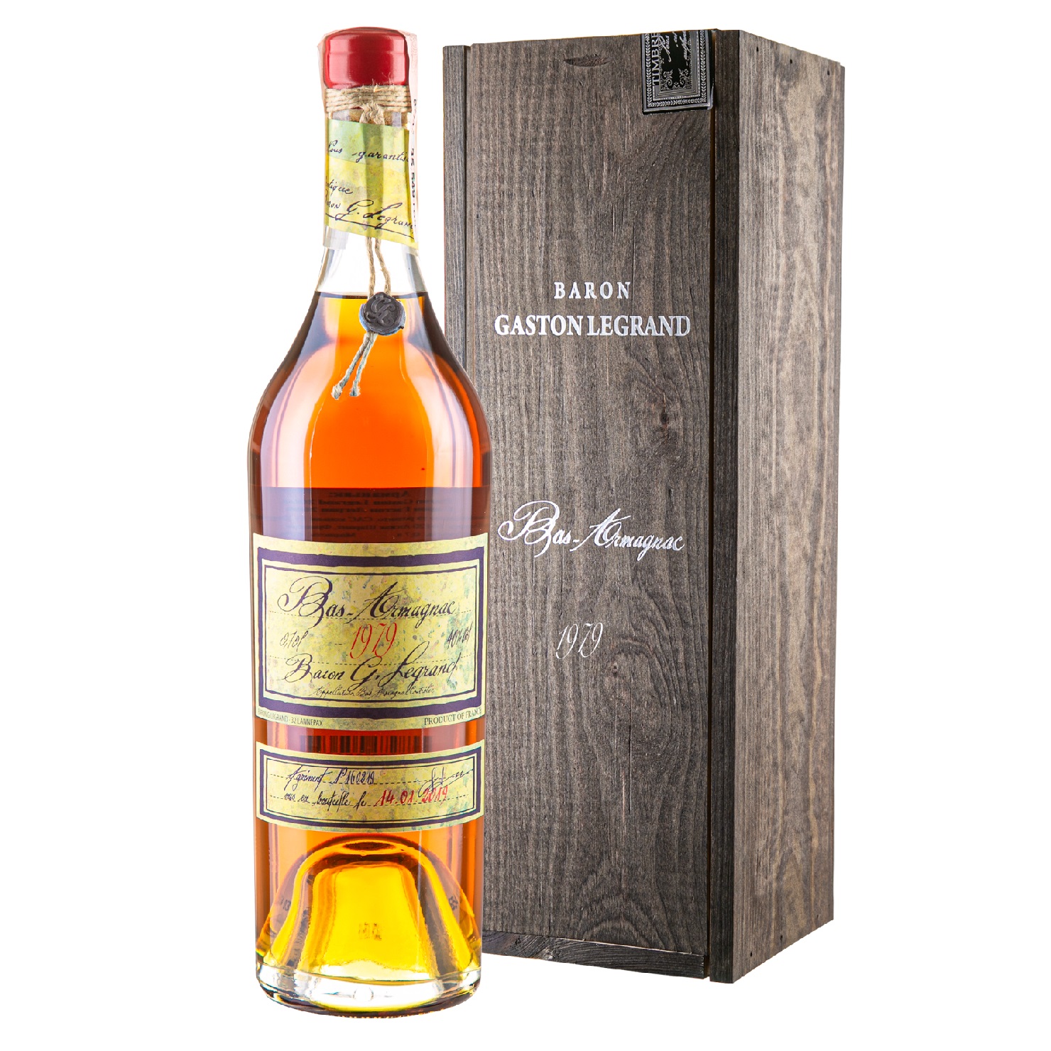 Арманьяк Baron Gaston Legrand Bas Armagnac 1979, в деревянной коробке, 40% 0,7 л - фото 1