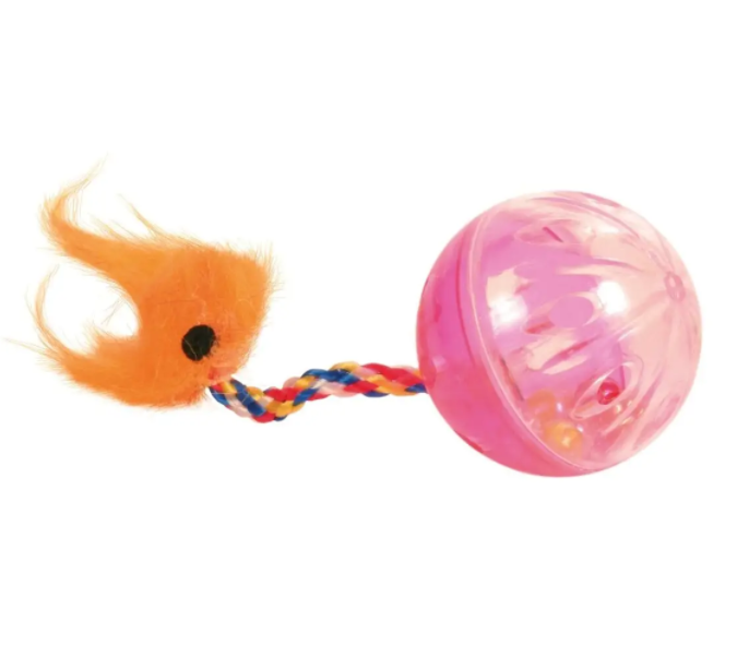 Игрушка для кошек Trixie Мяч с погремушкой и хвостом, 4 см, 2 шт., в ассортименте (4165) - фото 1