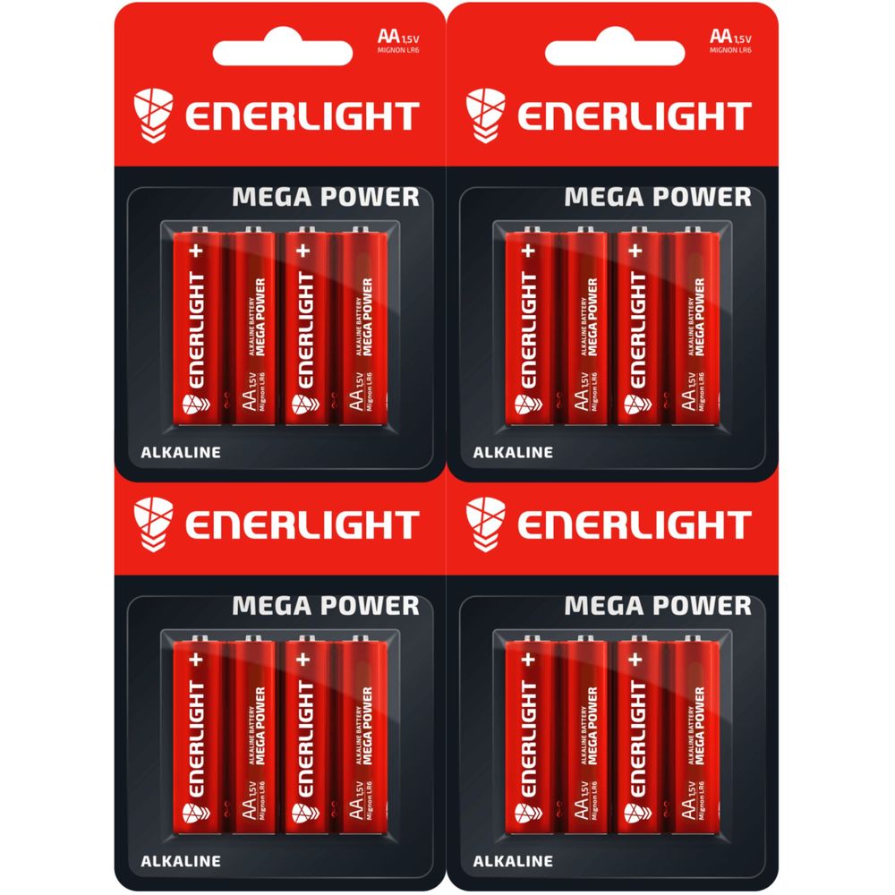 Батарейки Enerlight Mega Power AA, 16 шт. (4 уп. по 4 шт.) - фото 1
