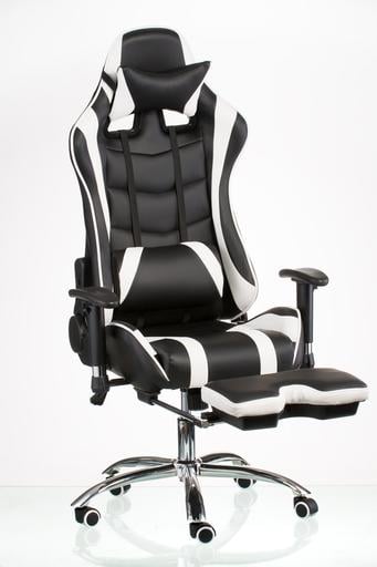 Геймерське крісло Special4you ExtremeRace з підставкою для ніг чорне з білим (E4732) - фото 9