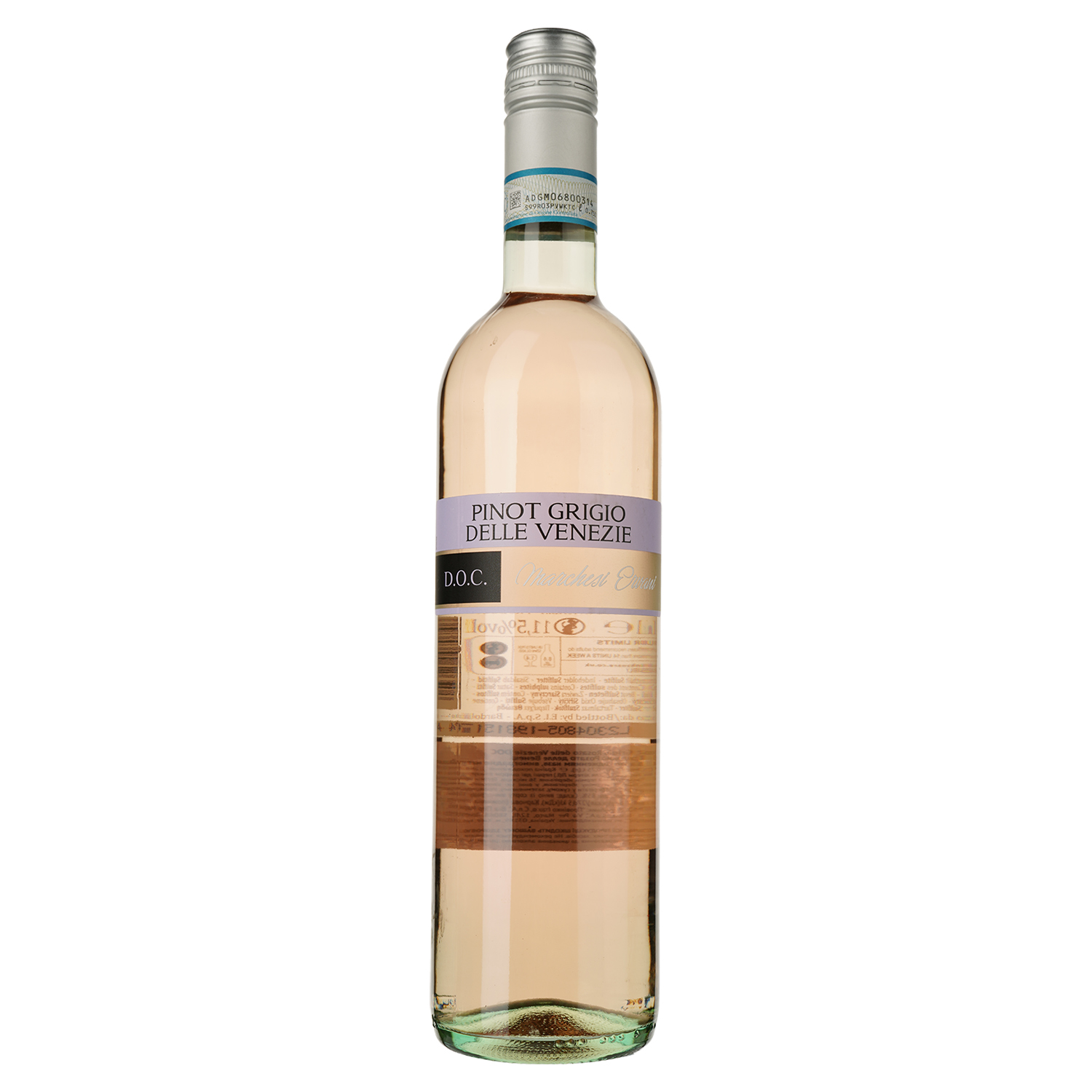 Вино Marchesi Ervani Prinot Grigio Rosato Provincia di Pavia IGT, розовое, сухое, 11,5%, 0,75 л - фото 1