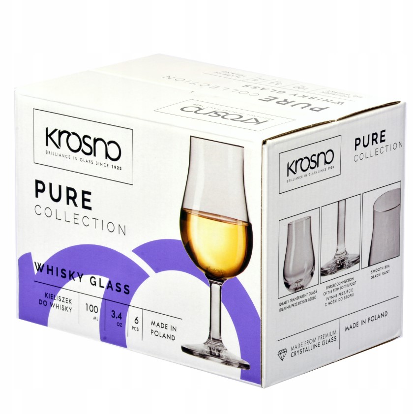 Набор бокалов для виски Krosno Pure, стекло, 100 мл, 6 шт. (789804) - фото 2