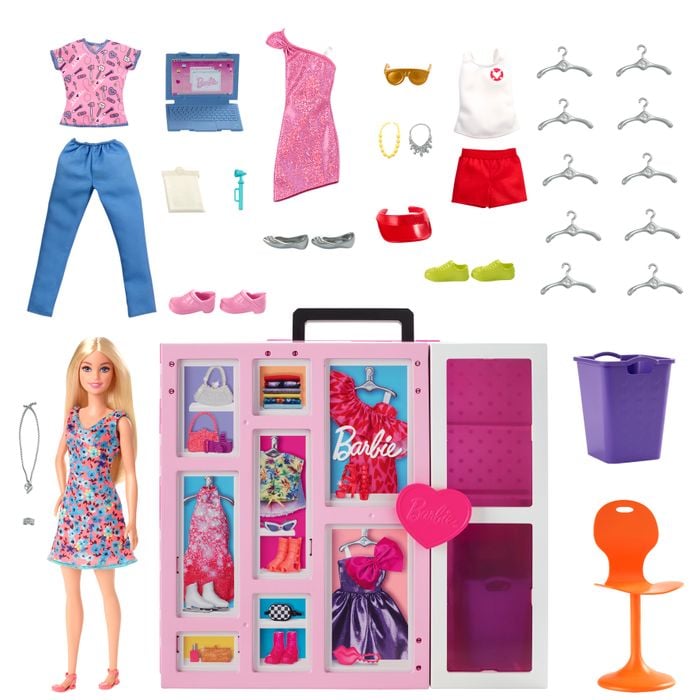 Двухэтажный шкаф мечты Barbie с куклой, 30 предметов (HGX57) - фото 6