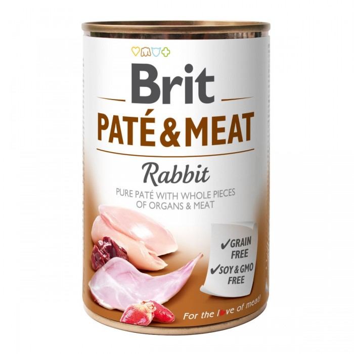 Вологий корм для собак Brit Paté&Meat, з кроликом, 400 г - фото 1