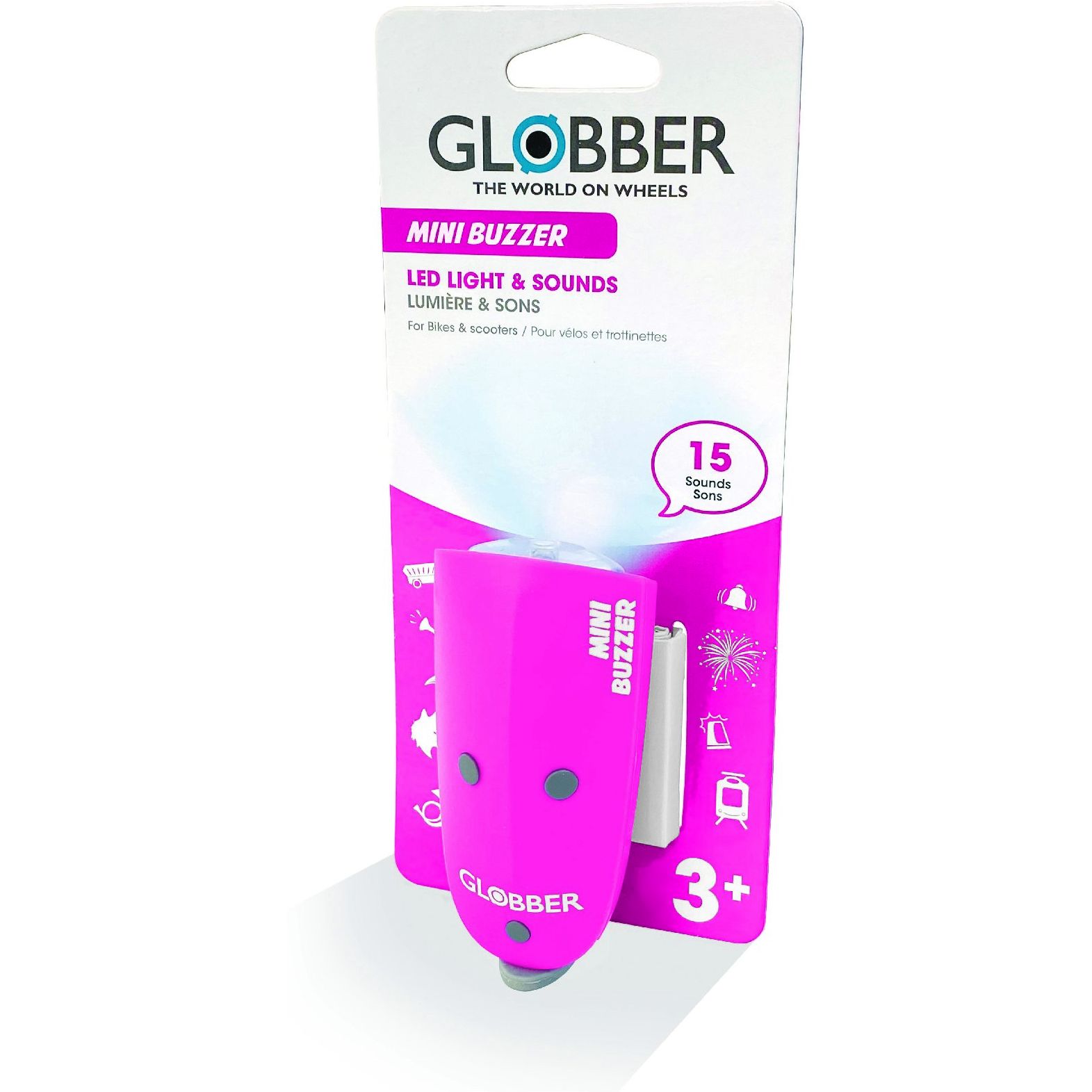 Сигнал звуковой с фонариком Globber Mini Buzzer розовый (530-110) - фото 2