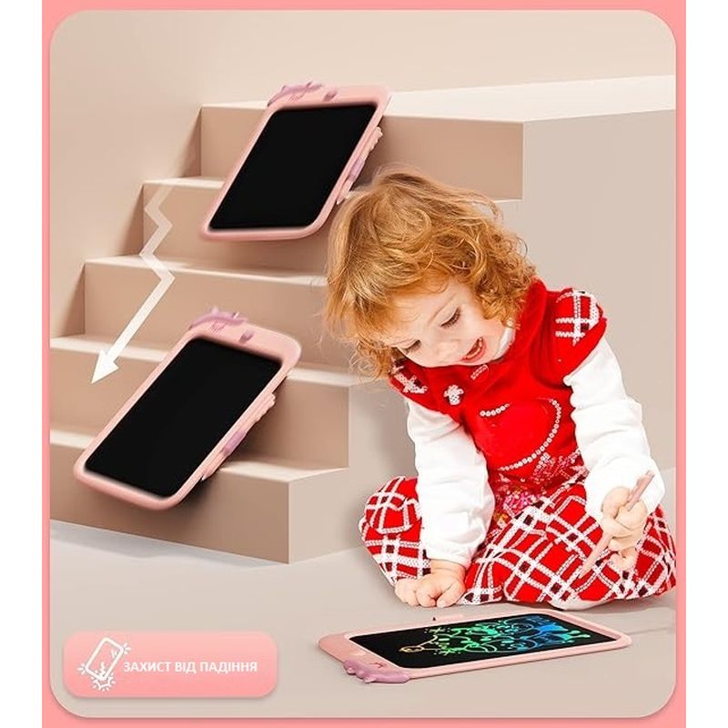 Дитячий LCD планшет для малювання Beiens Єдиноріг 10” Multicolor рожевий (К1009pink) - фото 3