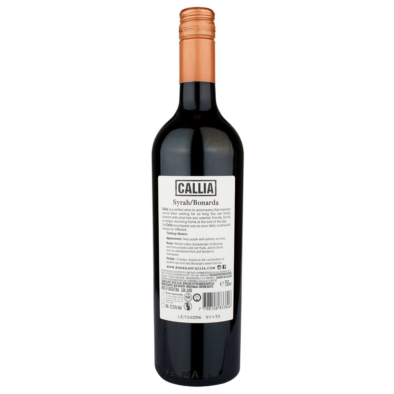 Вино Callia Syrah Bonarda, червоне, сухе, 13,5%, 0,75 л (90306) - фото 2