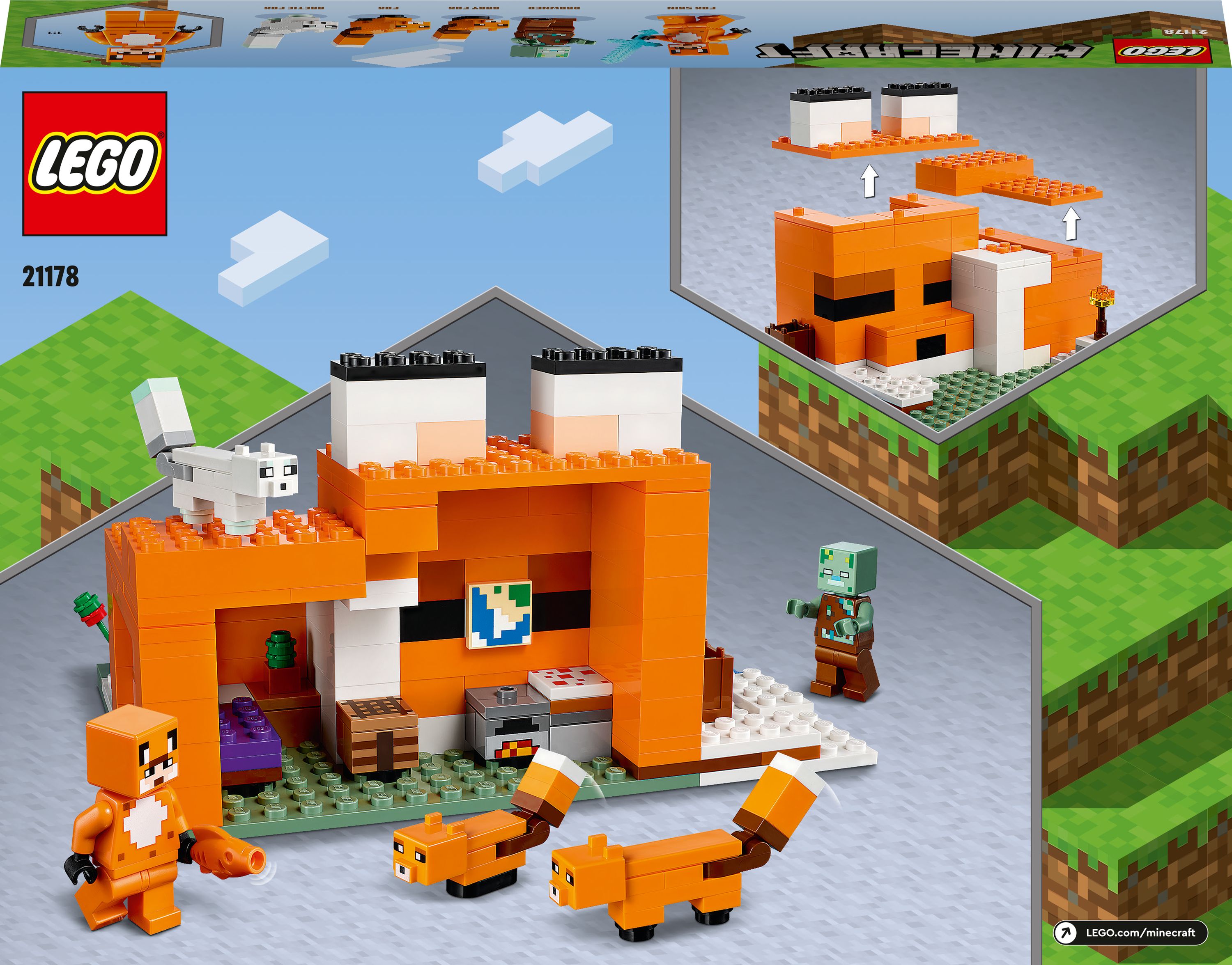 Конструктор LEGO Minecraft Лисяча хатина, 193 деталей (21178) - фото 9
