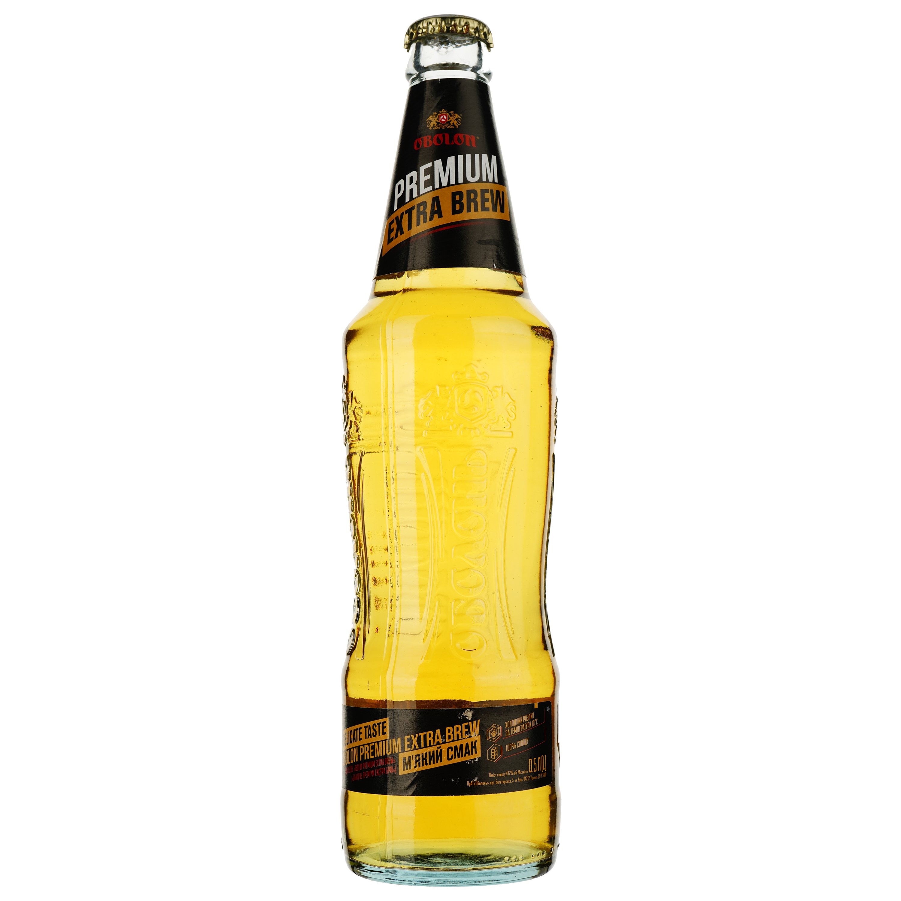 Пиво Оболонь Premium Extra Brew, светлое, фильтрованное, 4,6%, 0,5 л (781554) - фото 1