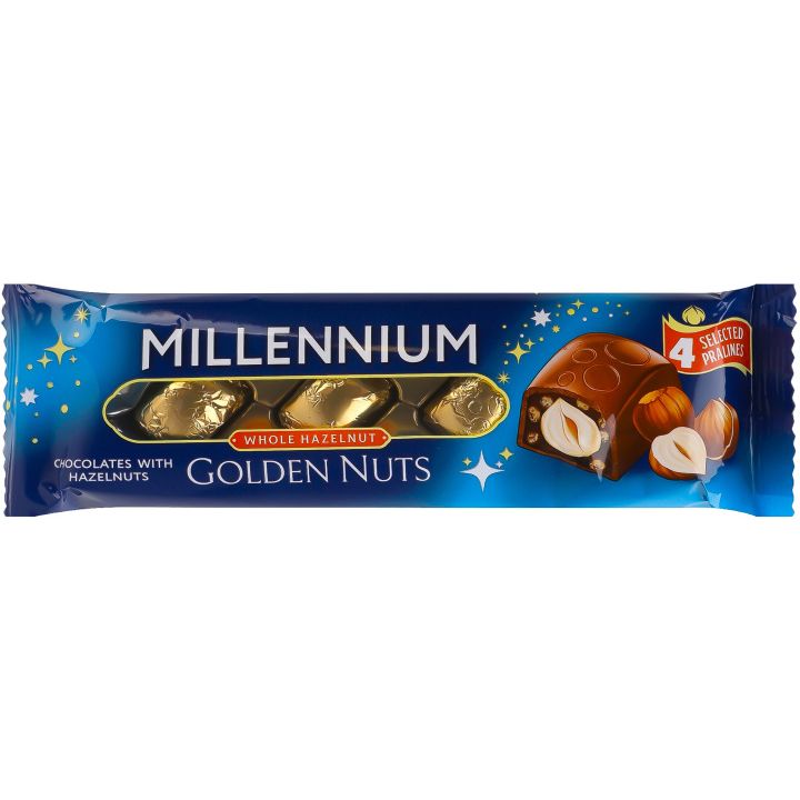 Цукерки Millennium Golden Nut з начинкою та цілими горіхами 29 г - фото 1