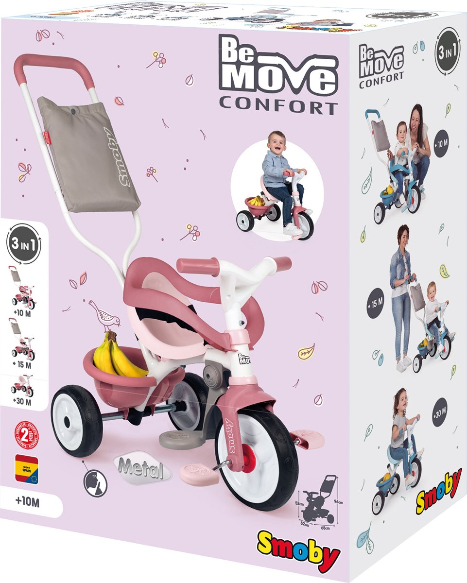 Трехколесный велосипед 3 в 1 Smoby Toys Би Муви Комфорт, розовый (740415) - фото 9