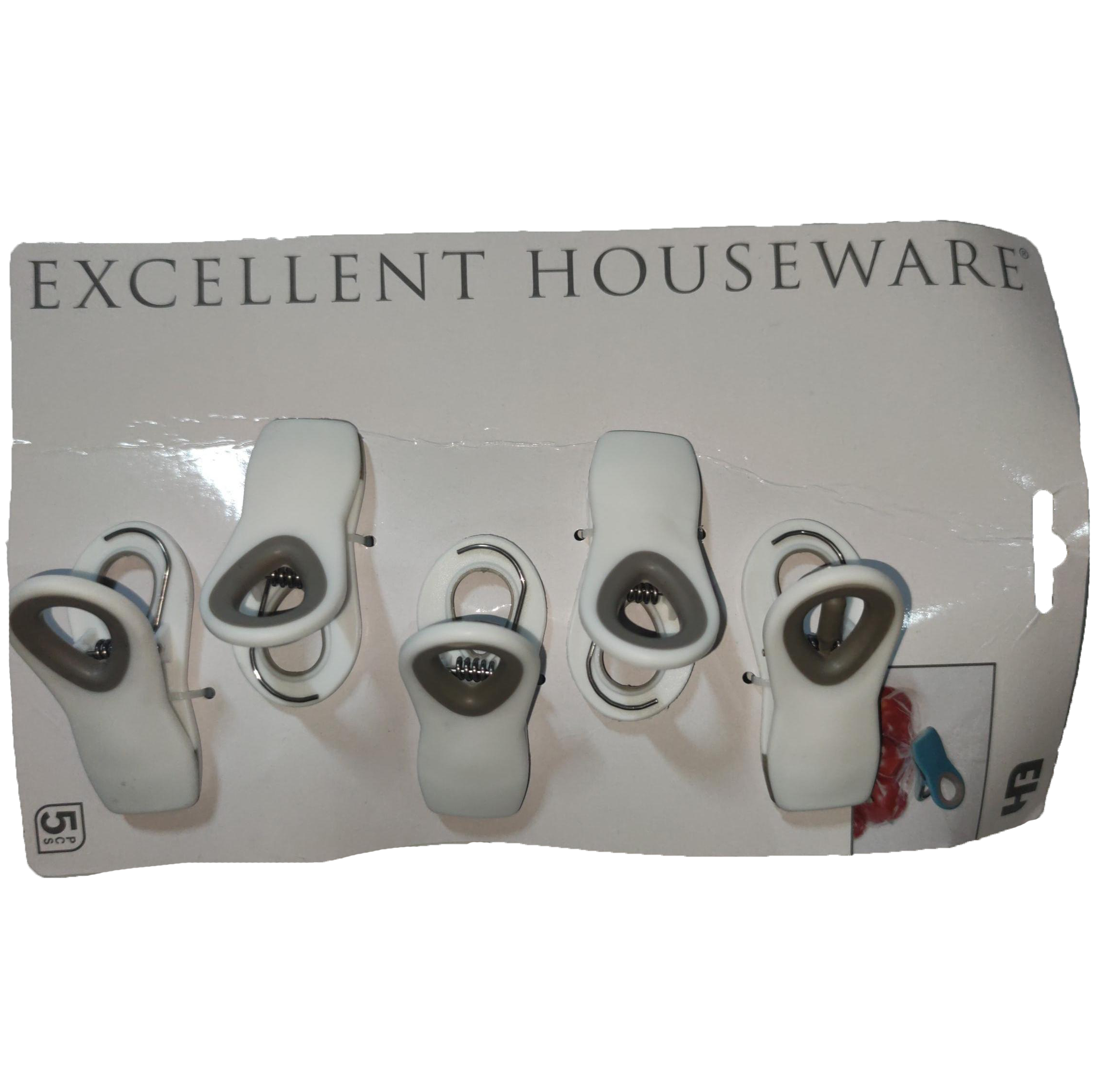 Набор клипс для пакетов Excellent Houseware, белый, 5 шт. (850079) - фото 1