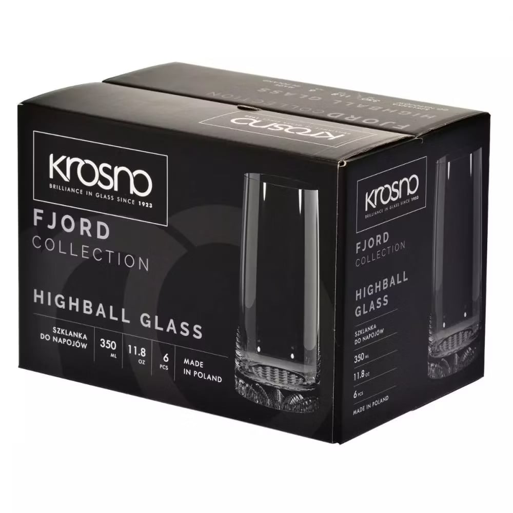 Набор высоких стаканов Krosno Fjord, стекло, 350 мл, 6 шт. (898902) - фото 3