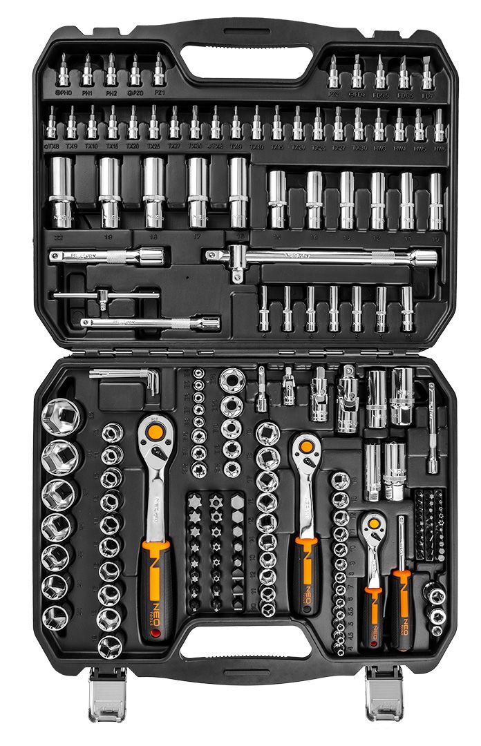 Набор инструментов Neo Tools 1/2", 1/4", 3/8", CrV 182 шт. (10-074) - фото 2