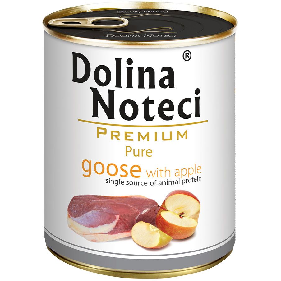 Вологий корм Dolina Noteci Premium Pure для собак схильних до алергії, з гускою та яблуком, 800 гр - фото 1