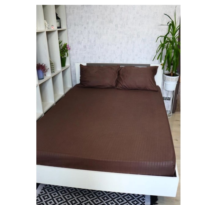 Простирадло на резинці LightHouse Mf Stripe Brown, 200х180+25 см, коричневе (604811) - фото 3