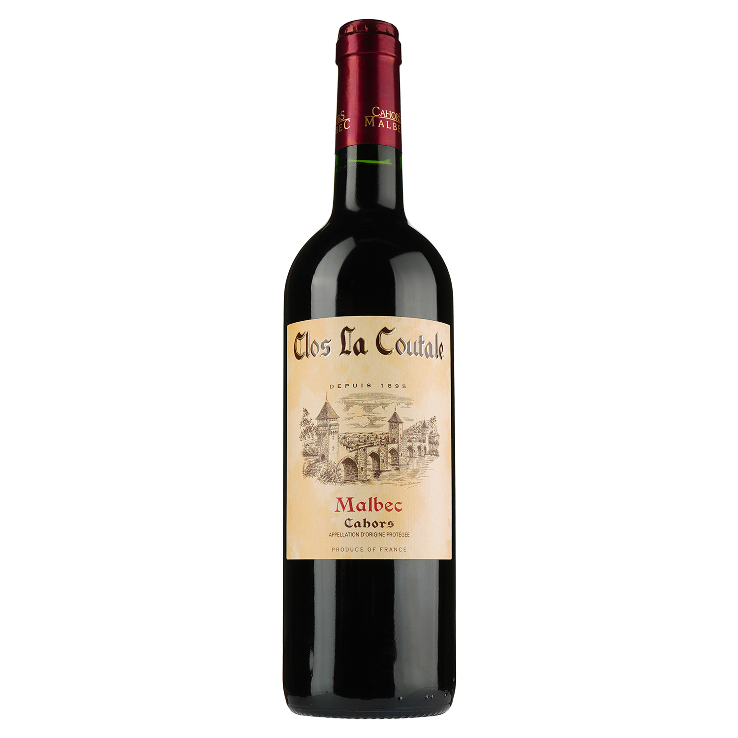 Вино Clos la Coutale Cahors, красное, сухое, 13,5%, 0,75 л (6770) - фото 1