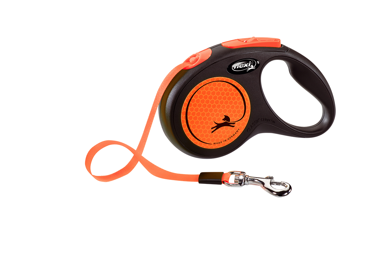 Поводок-рулетка Flexi Neon S, для собак до 15 кг, лента 5 м, оранжевый (CL11T5.251.S NEOOR) - фото 1