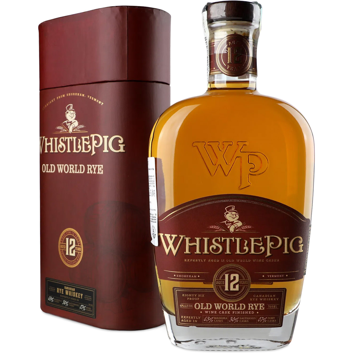 Виски WhistlePig Old World Rye 12 yo Straight Rye Whiskey 43% 0.7 л - фото 1