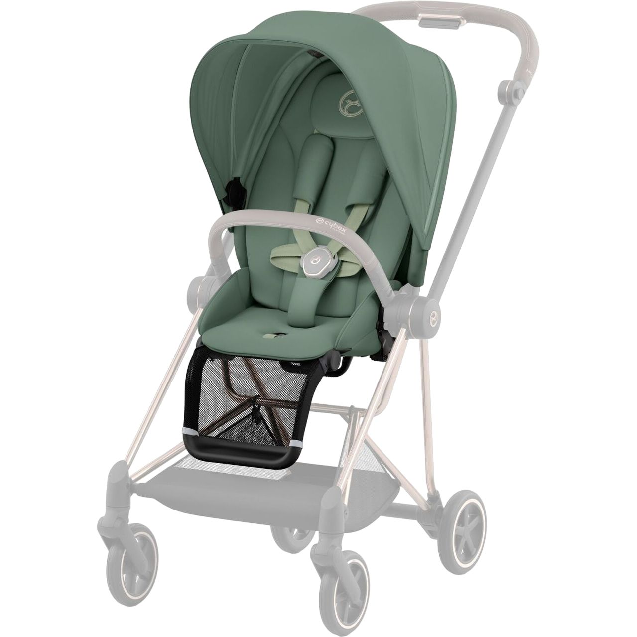 Люлька Cybex Mios Lux Leaf Green + Текстиль для прогулянкового блоку Cybex Mios Leaf Green + Шасі для коляски Cybex Mios LS RBA Chrome Black - фото 7