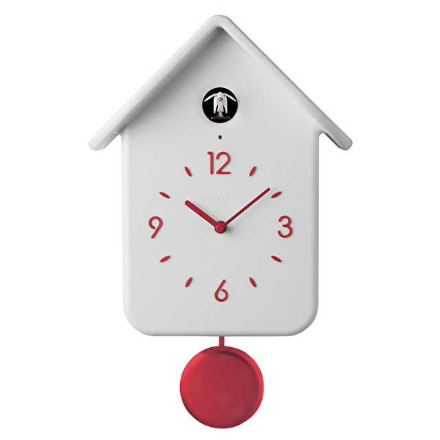 Часы настенные Guzzini Home с кукушкой и маятниковым колоколом, серый с красным (16860211) - фото 1
