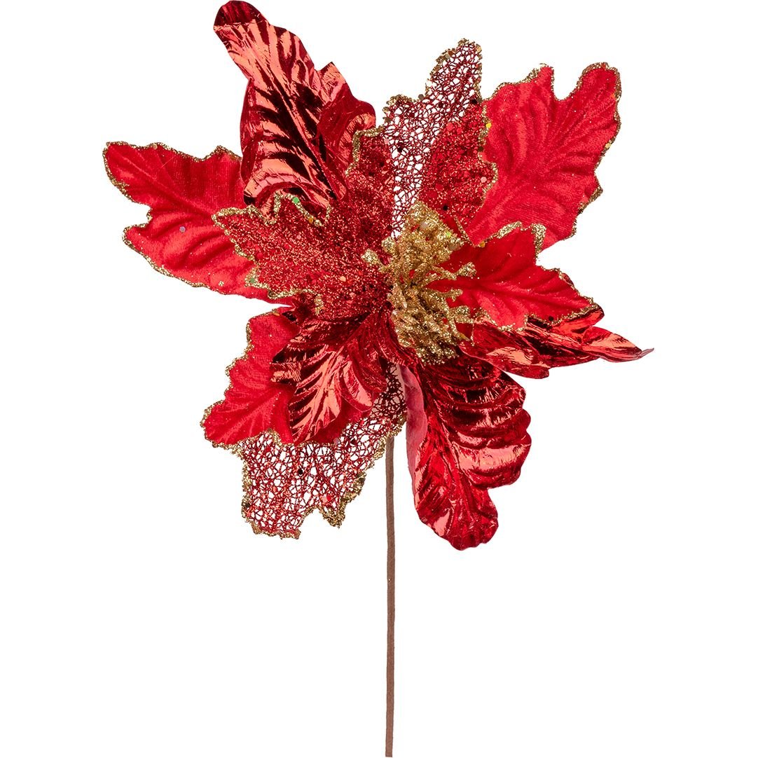 Цветок декоративный Novogod'ko Пуансетия 30 см красный (973970) - фото 1