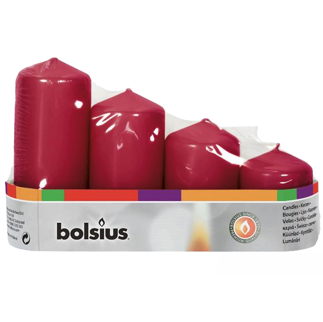 Свечи Bolsius столбик, бордовый, 4 шт. (806744) - фото 1