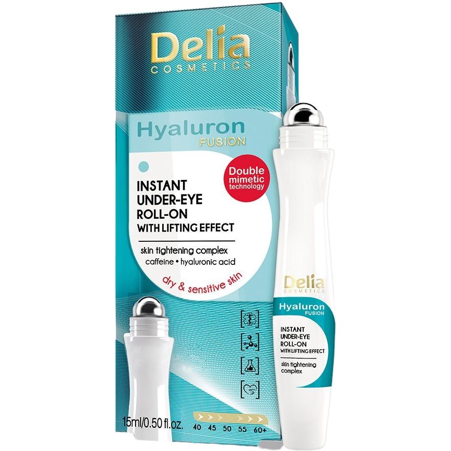 Гель-ліфтинг для шкіри навколо очей Delia Cosmetics Roll-On Under Eye Рол-он Hyaluron Fusion 15 мл - фото 2