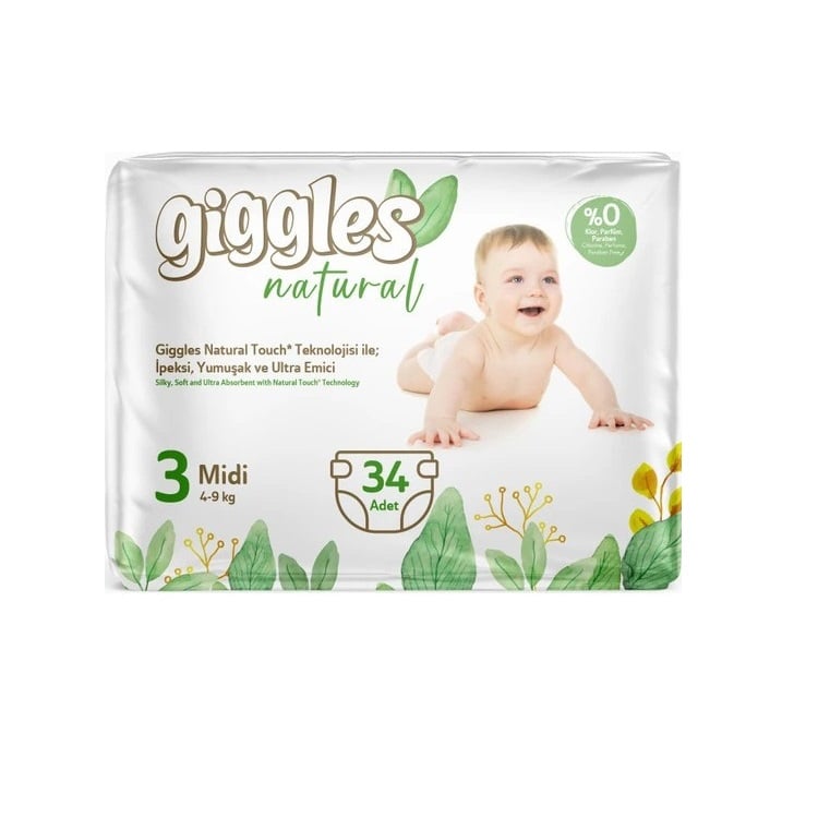 Подгузники детские Giggles Natural 3 (4-9 кг), 34 шт. - фото 1
