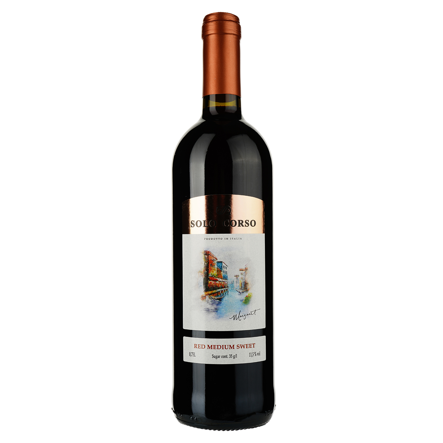Вино Solo Corso Rosso VdT, червоне, напівсолодке, 11%, 0,75 л - фото 1