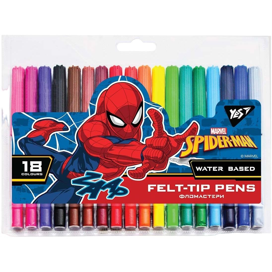 Фломастери Yes Marvel Spiderman, 18 кольорів (650497) - фото 1