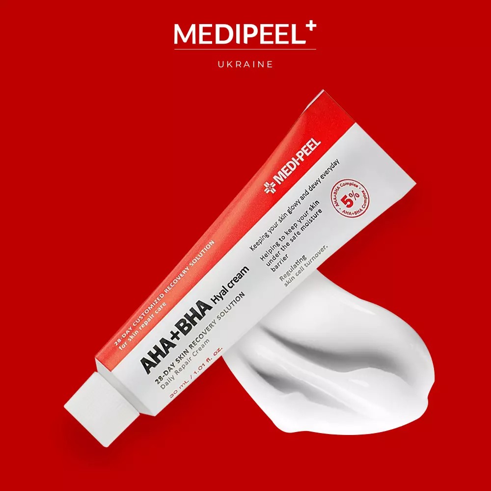 Крем-пилинг Medi-Peel AHA BHA 28 Days Hyal Cream восстанавливающий с кислотами и пептидами 30 мл - фото 2