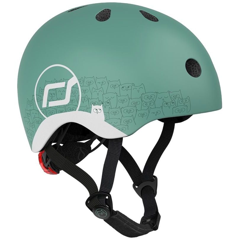 Шлем защитный Scoot and Ride светоотражающий, с фонариком, 45-51 см (XXS/XS), серо-зеленый (SR-210225-FOREST) - фото 1