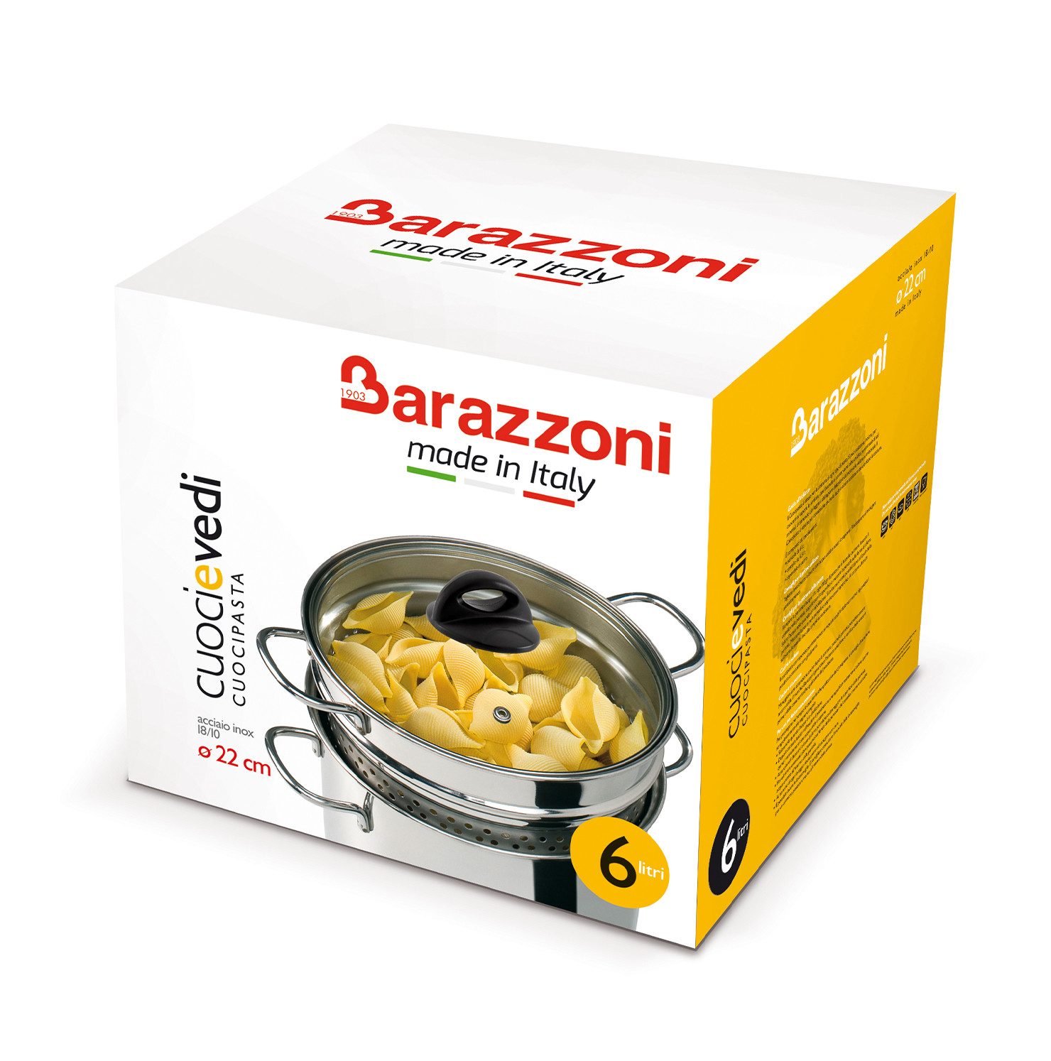 Кастрюля Barazzoni CUOCI для макарон без термодиффузора 22 см 6 л (419048022) - фото 2