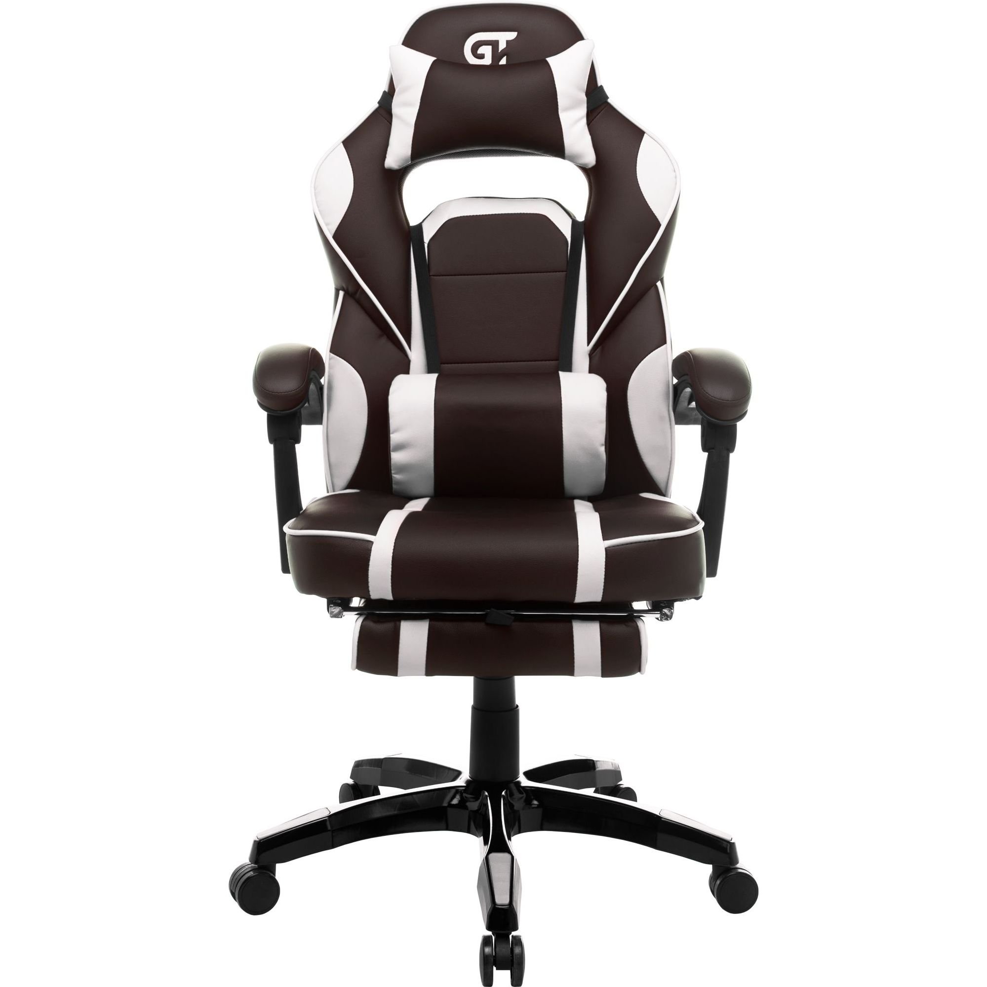 Геймерское кресло GT Racer коричневое с белым (X-2749-1 Dark Brown/White) - фото 1