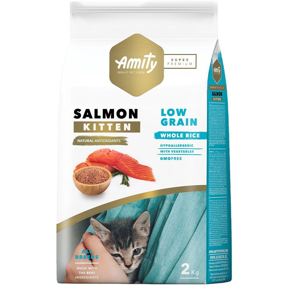 Сухой корм для котят Amity Super Premium Kitten Salmon с лососем 2 кг - фото 1